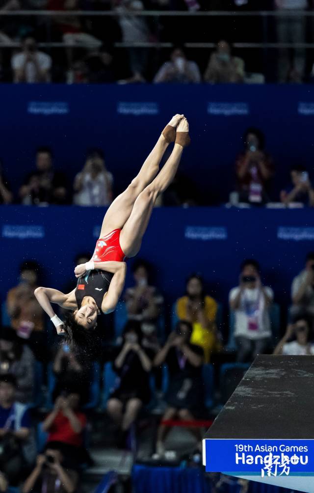 10月3日，全红婵在女子10米跳台中夺得金牌。 南方+ 董天健 拍摄